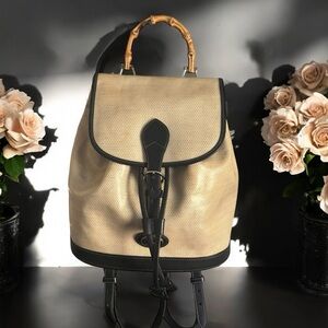 🔥DOONEY & BOURKE Panama Jack Collection Coated Linen Backpack - Vintage/EUC